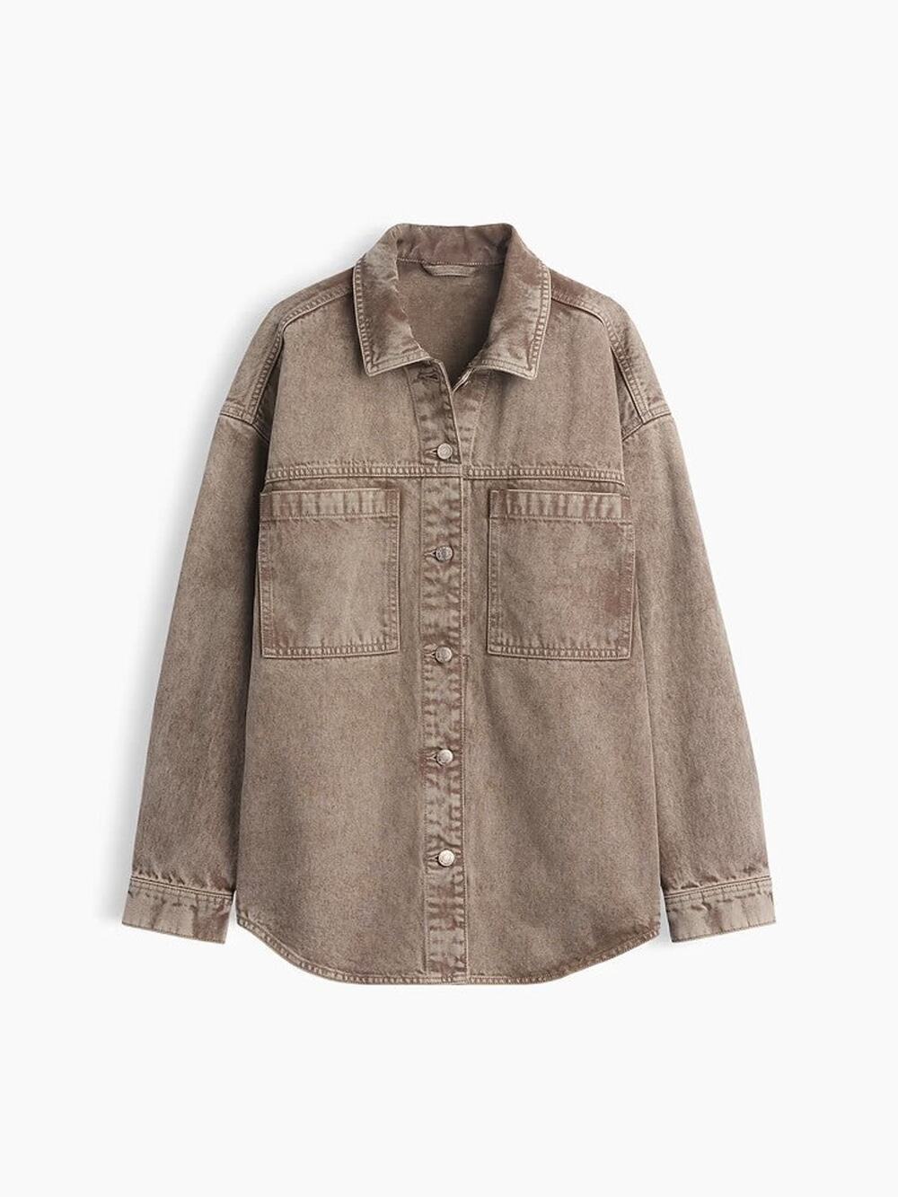 Gap Denim Oversized Shirt Jacket in Brown Wash - M